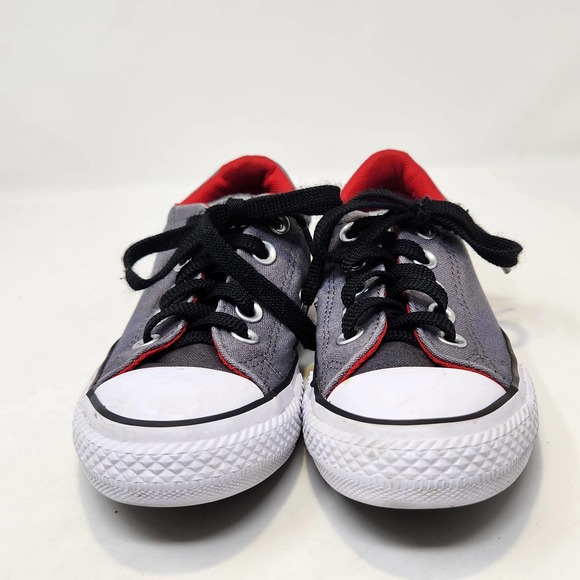 Converse All Star Junior Gray Red White Sneakers Size 12 Low Top Black Laces - Picture 3 of 9